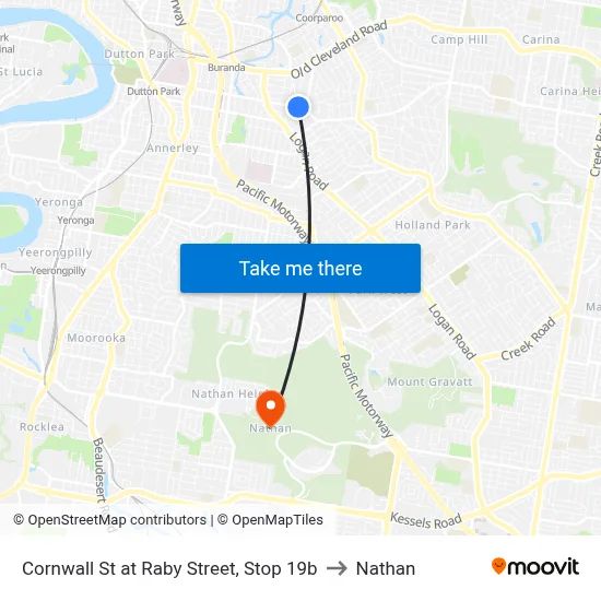 Cornwall St at Raby Street, Stop 19b to Nathan map