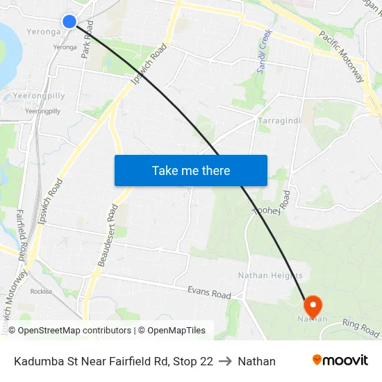 Kadumba St Near Fairfield Rd, Stop 22 to Nathan map