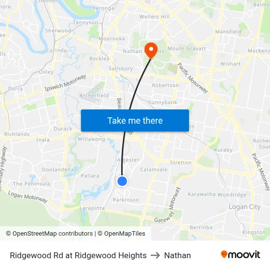 Ridgewood Rd at Ridgewood Heights to Nathan map