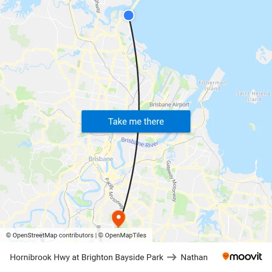 Hornibrook Hwy at Brighton Bayside Park to Nathan map
