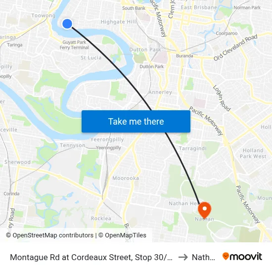 Montague Rd at Cordeaux Street, Stop 30/14 to Nathan map
