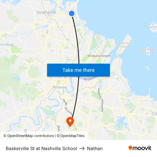 Baskerville St at Nashville School to Nathan map