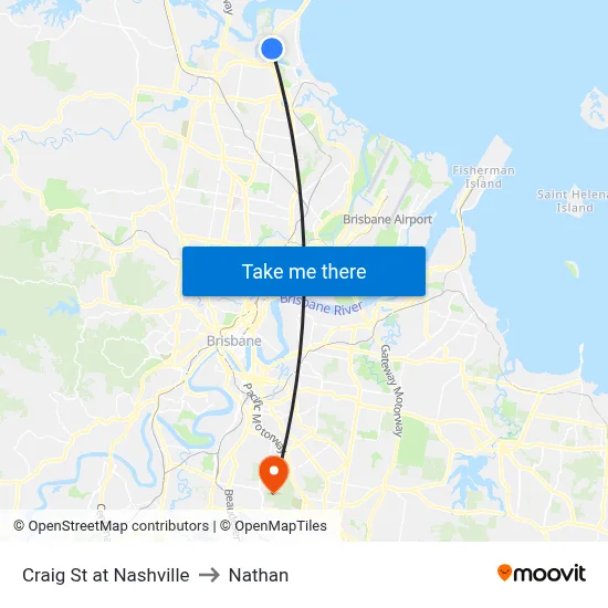 Craig St at Nashville to Nathan map