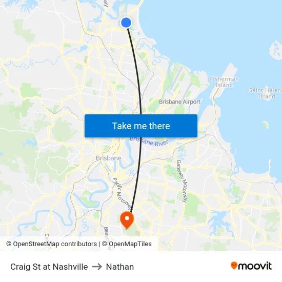 Craig St at Nashville to Nathan map