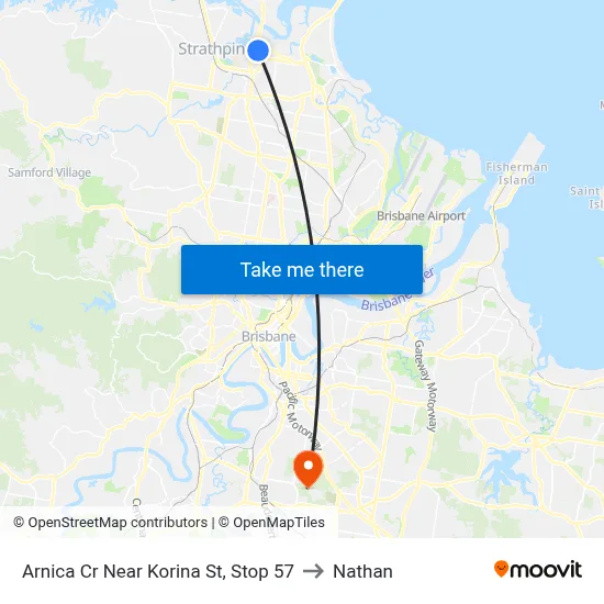 Arnica Cr Near Korina St, Stop 57 to Nathan map