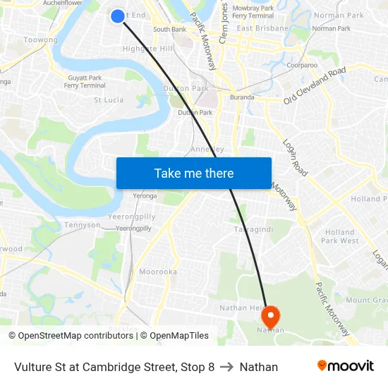 Vulture St at Cambridge Street, Stop 8 to Nathan map