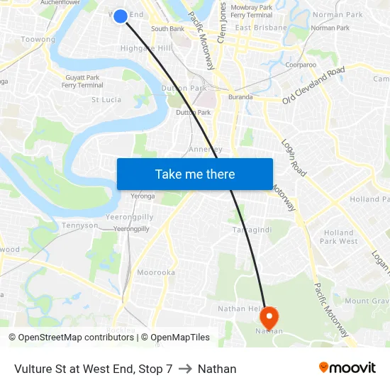 Vulture St at West End, Stop 7 to Nathan map