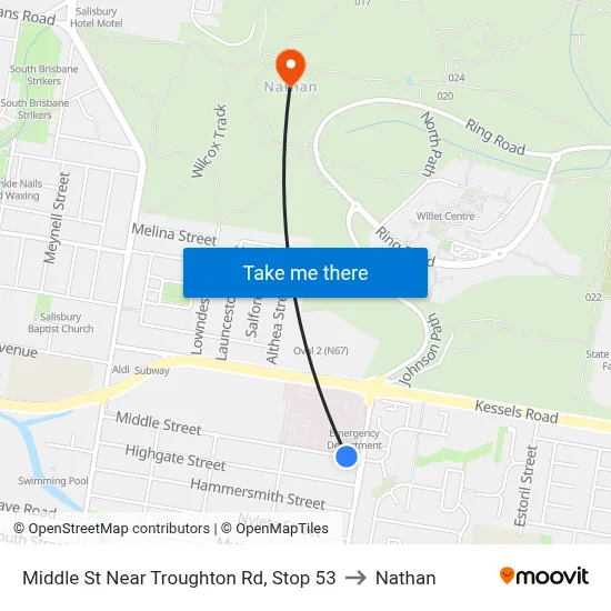 Middle St Near Troughton Rd, Stop 53 to Nathan map