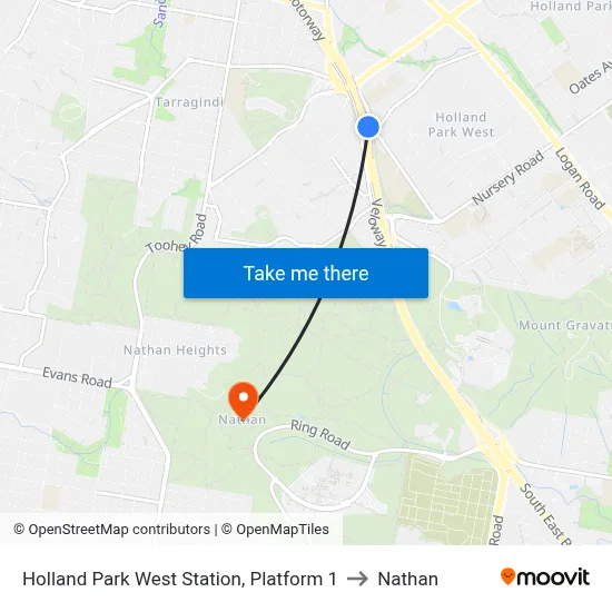 Holland Park West Station, Platform 1 to Nathan map