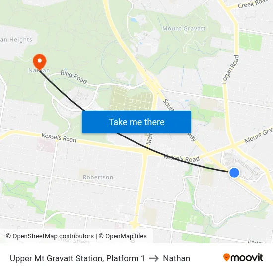 Upper Mt Gravatt Station, Platform 1 to Nathan map