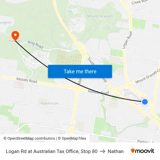 Logan Rd at Australian Tax Office, Stop 80 to Nathan map