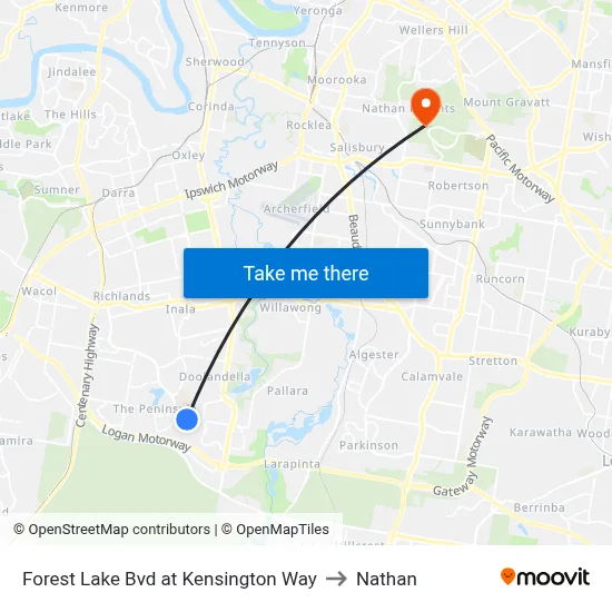 Forest Lake Bvd at Kensington Way to Nathan map