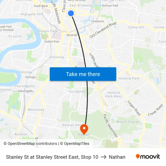 Stanley St at Stanley Street East, Stop 10 to Nathan map