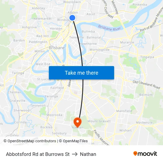 Abbotsford Rd at Burrows St to Nathan map