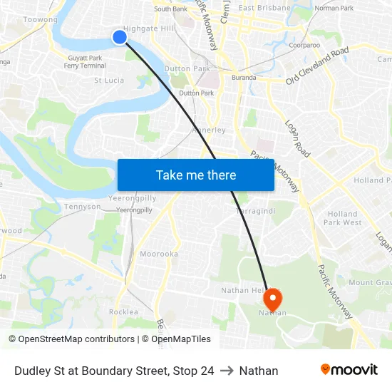 Dudley St at Boundary Street, Stop 24 to Nathan map