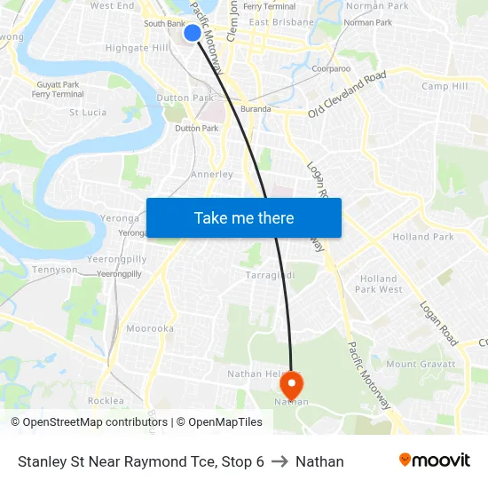 Stanley St Near Raymond Tce, Stop 6 to Nathan map