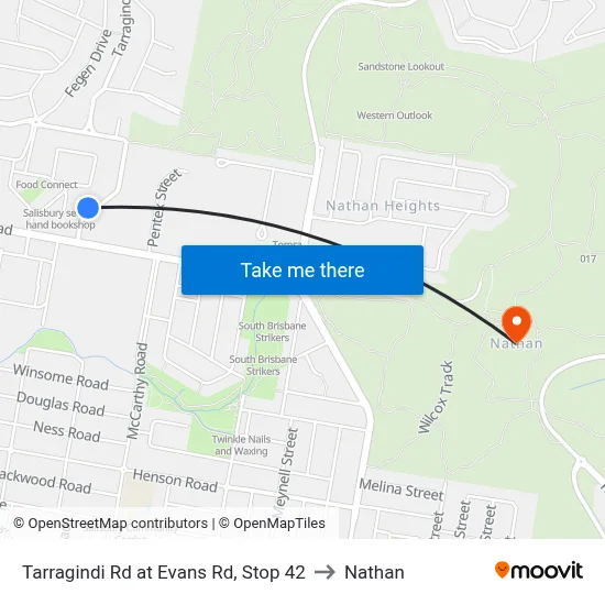 Tarragindi Rd at Evans Rd, Stop 42 to Nathan map