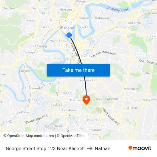 George Street Stop 123 Near Alice St to Nathan map