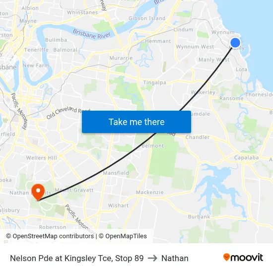 Nelson Pde at Kingsley Tce, Stop 89 to Nathan map