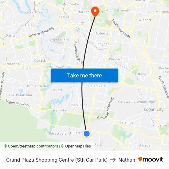 Grand Plaza Shopping Centre (Sth Car Park) to Nathan map