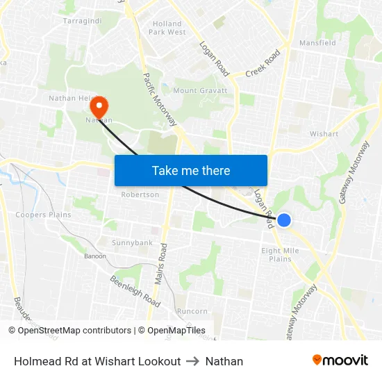 Holmead Rd at Wishart Lookout to Nathan map