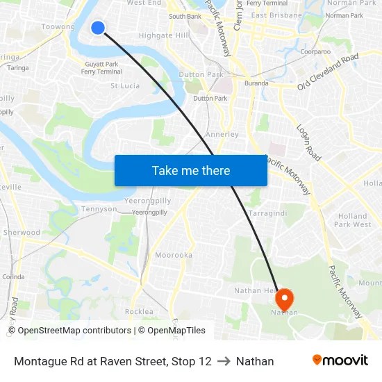 Montague Rd at Raven Street, Stop 12 to Nathan map
