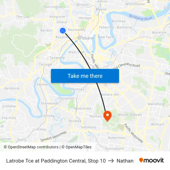 Latrobe Tce at Paddington Central, Stop 10 to Nathan map