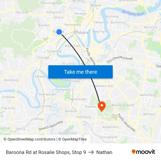 Baroona Rd at Rosalie Shops, Stop 9 to Nathan map
