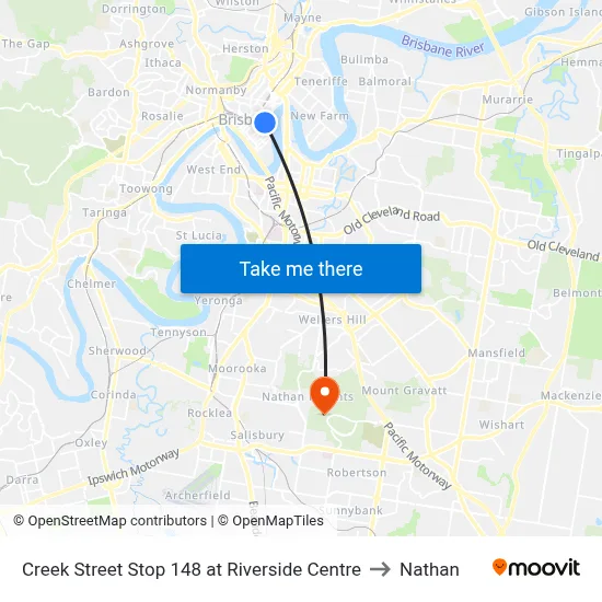 Creek Street Stop 148 at Riverside Centre to Nathan map