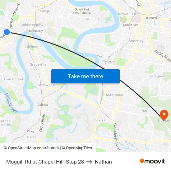 Moggill Rd at Chapel Hill, Stop 28 to Nathan map