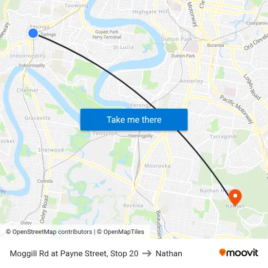 Moggill Rd at Payne Street, Stop 20 to Nathan map