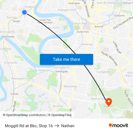 Moggill Rd at Bbc, Stop 16 to Nathan map