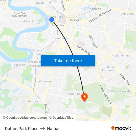 Dutton Park Place to Nathan map