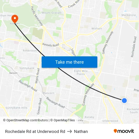 Rochedale Rd at Underwood Rd to Nathan map