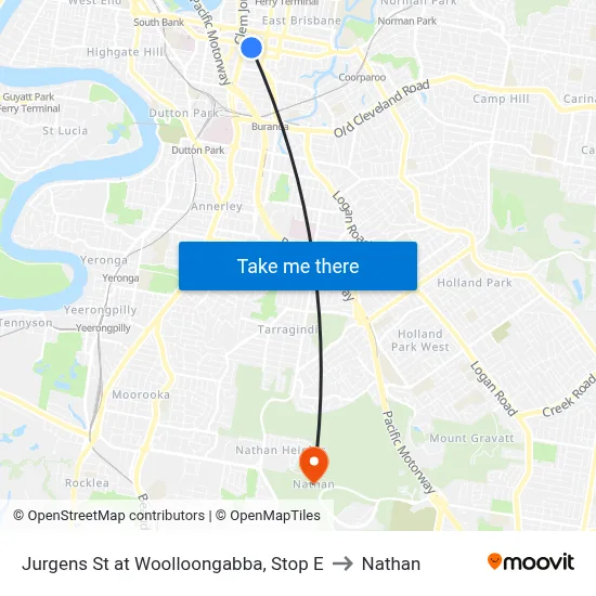 Jurgens St at Woolloongabba, Stop E to Nathan map