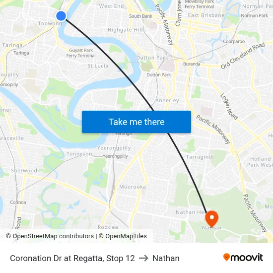 Coronation Dr at Regatta, Stop 12 to Nathan map