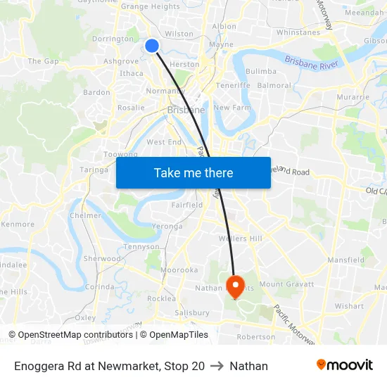 Enoggera Rd at Newmarket, Stop 20 to Nathan map