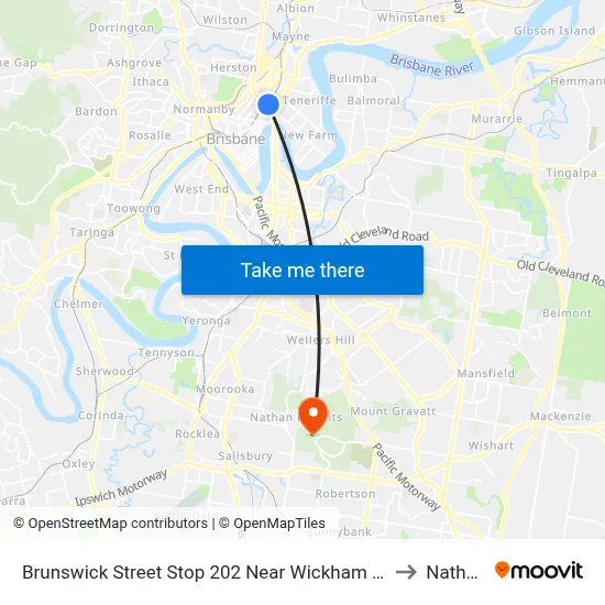 Brunswick Street Stop 202 Near Wickham St to Nathan map