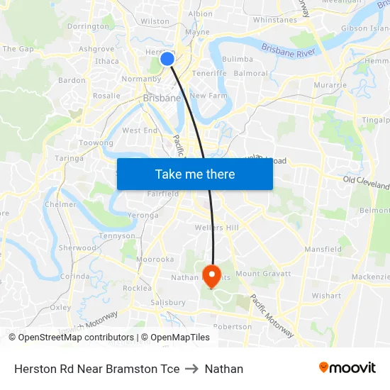 Herston Rd Near Bramston Tce to Nathan map