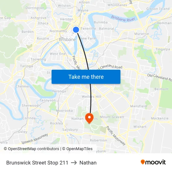 Brunswick Street Stop 211 to Nathan map