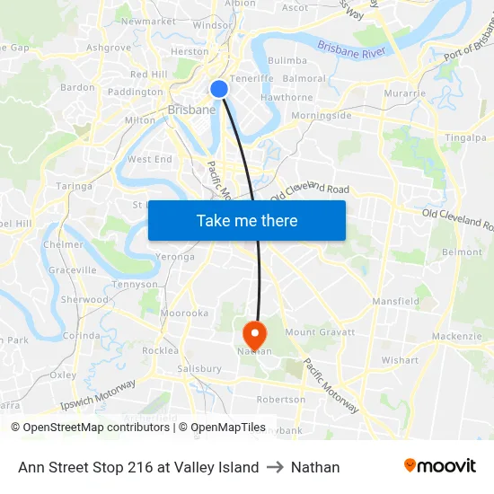 Ann Street Stop 216 at Valley Island to Nathan map