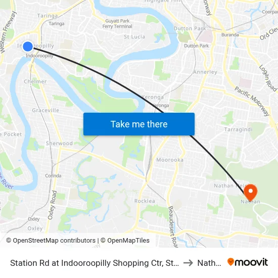 Station Rd at Indooroopilly Shopping Ctr, Stop E to Nathan map