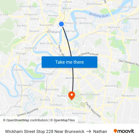 Wickham Street Stop 228 Near Brunswick to Nathan map