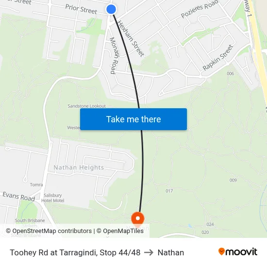 Toohey Rd at Tarragindi, Stop 44/48 to Nathan map