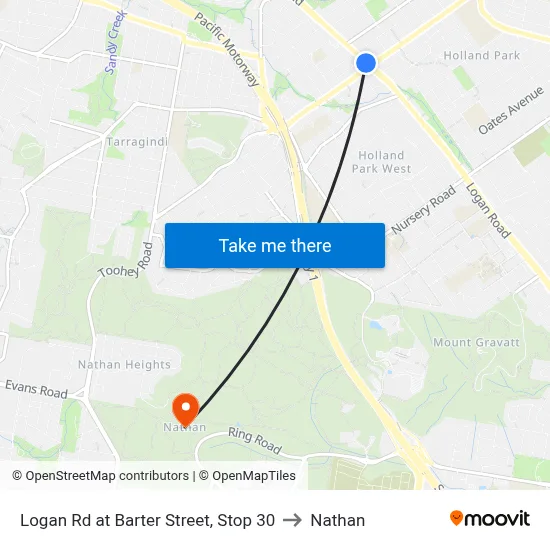 Logan Rd at Barter Street, Stop 30 to Nathan map