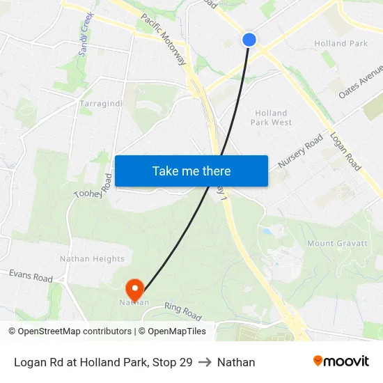 Logan Rd at Holland Park, Stop 29 to Nathan map