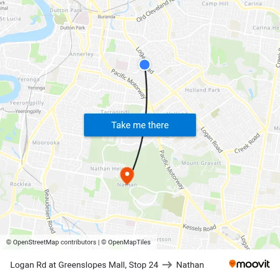 Logan Rd at Greenslopes Mall, Stop 24 to Nathan map