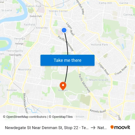 Newdegate St Near Denman St, Stop 22 - Temp Closure to Nathan map