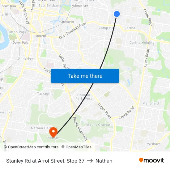 Stanley Rd at Arrol Street, Stop 37 to Nathan map