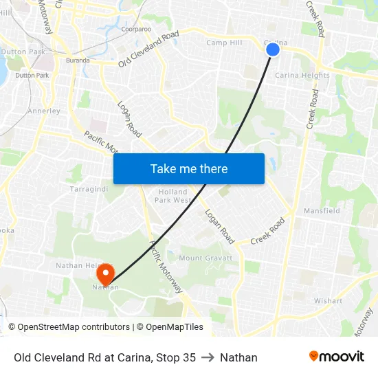 Old Cleveland Rd at Carina, Stop 35 to Nathan map